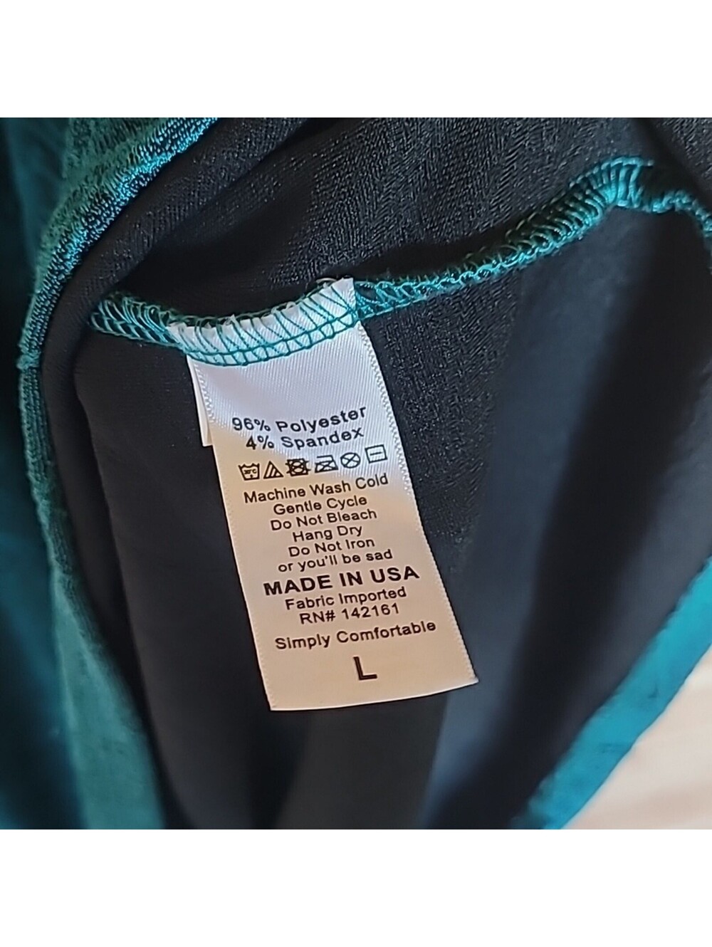 LuLaRoe Amelia Dress, Size L, Teal, Turquoise, Green, Geometric Roses - Picture 8 of 8
